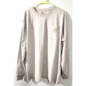 Carhartt Original Fit Pocket Logo Gray Long Sleeve Men T-Shirt Size XL
